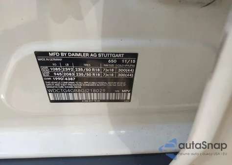 2016 Mercedes-Benz Gla 250 4Matic from USA, damaged, VIN WDCTG4GB8GJ218029